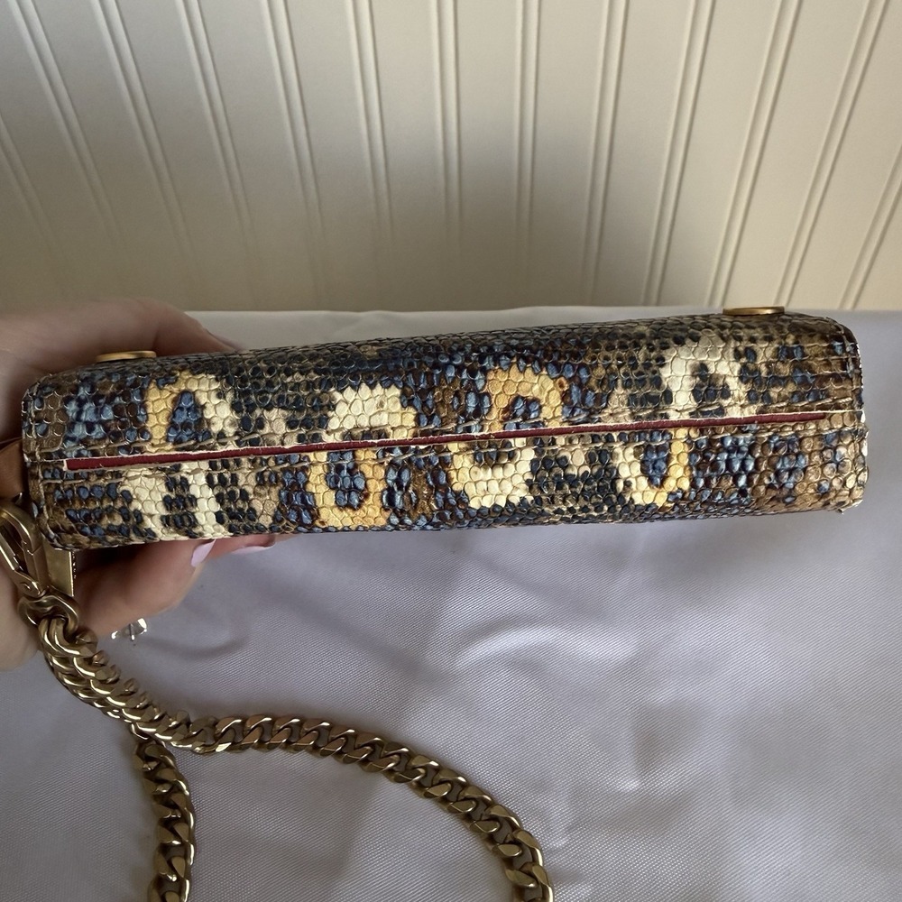 Hammitt Snake Print Rectangle Chain Wristlet Wallet Clutch Card Holder Bag Purse - Picture 3 of 16